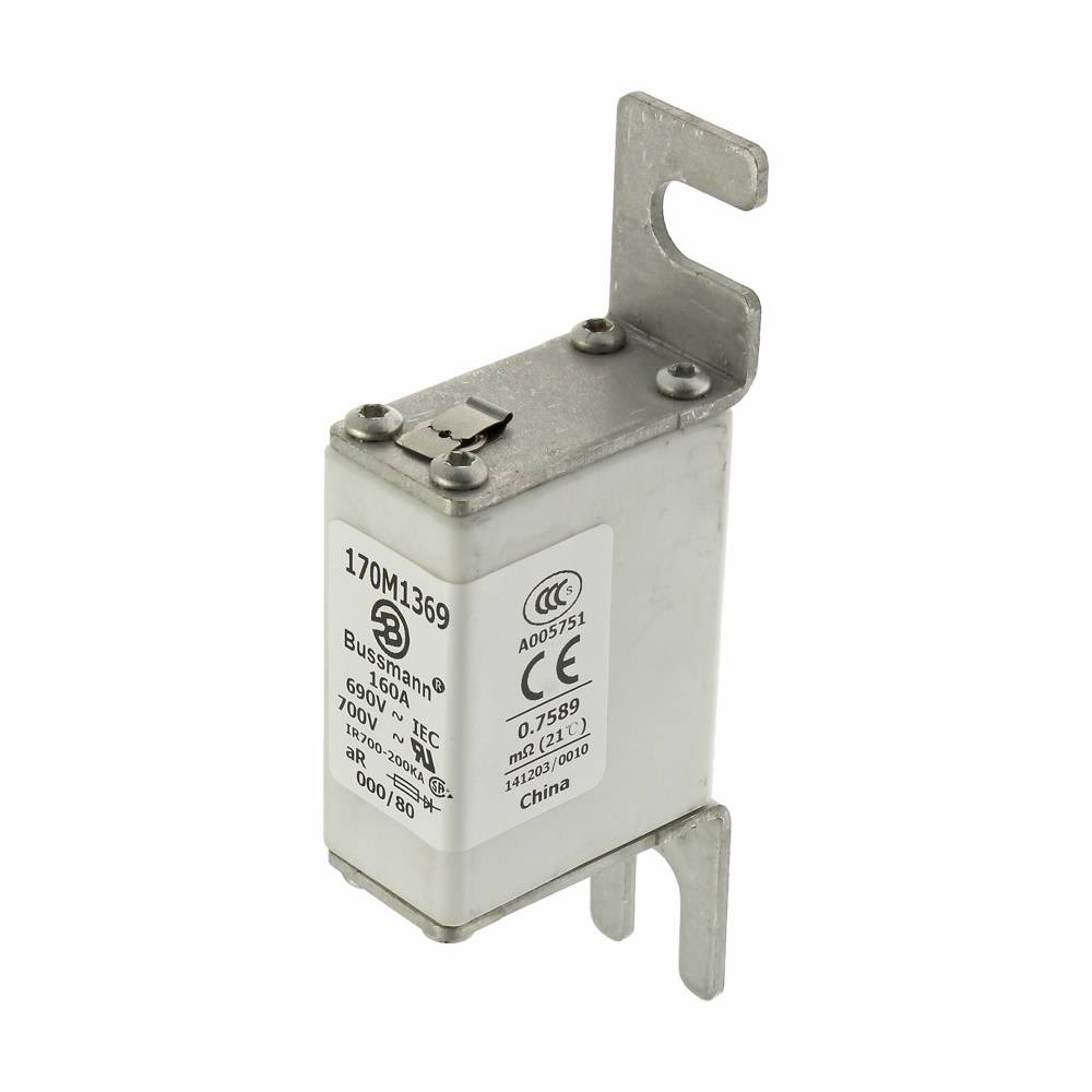 Bussmann 170M1369 Type 80 High Speed Fuse, 160 A, 690 VAC, 200 kA Interrupt, Class: aR, Square Body