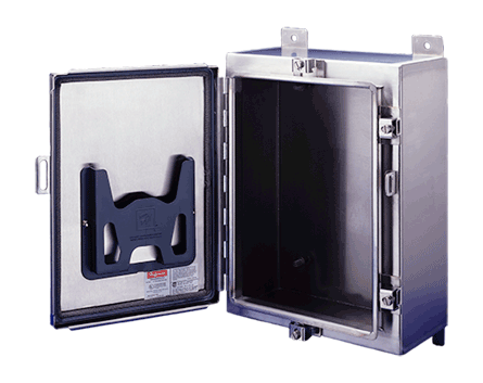 nVent HOFFMAN A161206LPEMCSS A4SEM Medium Type EMC Enclosure, 16 in L x 12 in W x 6 in D, NEMA 4X/IP66 NEMA Rating, 304 Stainless Steel