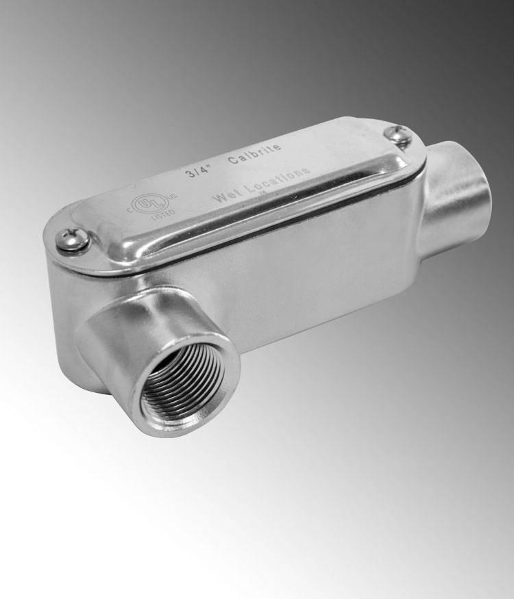 Calbrite™ S61500LR00 Type LR Conduit Body, 1-1/2 in Hub, 8, 35 cu-in, 316L Stainless Steel, #4 Polished