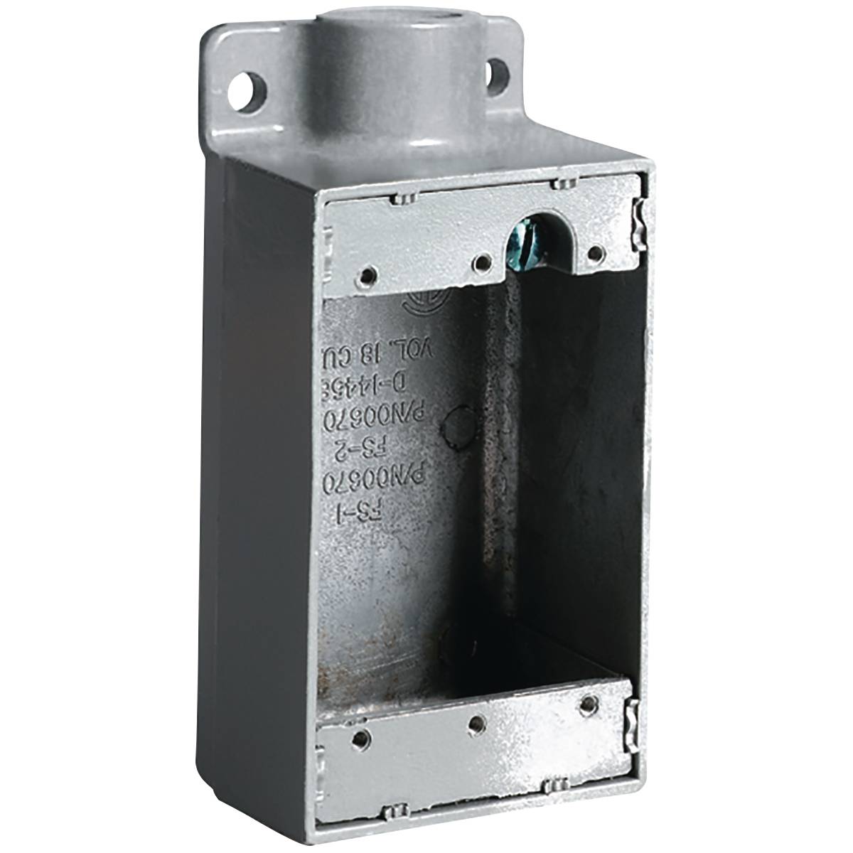 Killark® FS-3 FS Series Dead End Duplex Single/Multi-Mode Cast Device Box With Internal Ground Screw, Copper-Free Aluminum, 18 cu-in Capacity, 1 Gangs, 1 Outlets, 5-1/2 in H x 2-7/8 in W x 2 in D