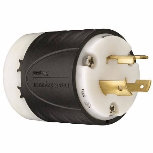 Pass & Seymour® Turnlok® L620-P Locking Plug, 250 VAC, 20 A, 2 Poles, 3 Wires, Black/White