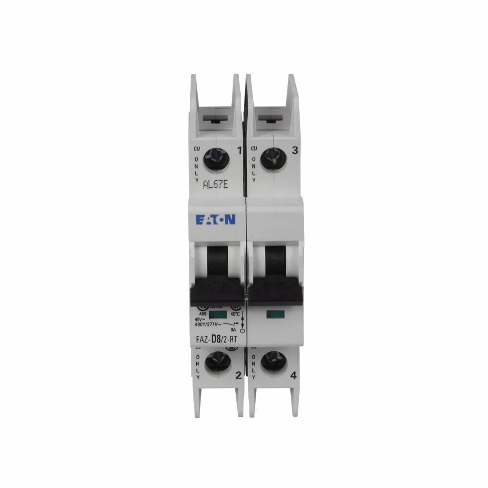 EATON FAZ-D40/2 Supplementary Protector, 480Y/277 VAC, 40 A, 7.5 to 15 kA Interrupt, 2 Poles, 10-20X/D-Curve Trip