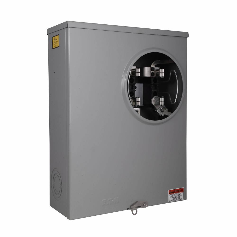 EATON Cutler-Hammer 1008940CH 3-Wire 1-Position Residential Service Single Meter Socket With 14 to 2 AWG Copper Grounding Connector and Horn Bypass, 600 VAC, 200 A, 1 Phase