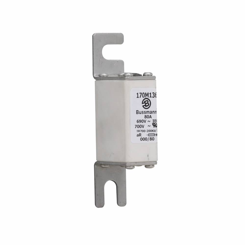 Bussmann 170M1366 Type 80 High Speed Fuse, 80 A, 690 VAC, 200 kA Interrupt, Class: aR, Square Body