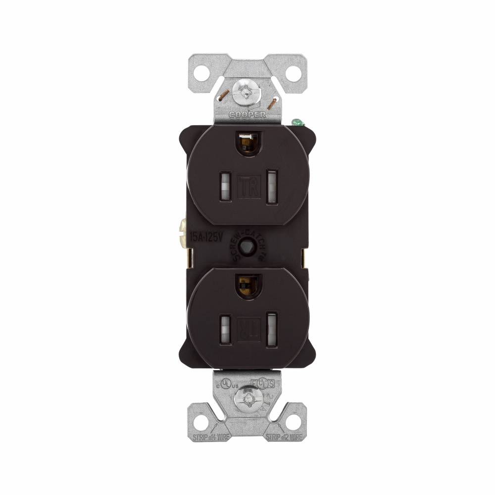 EATON Arrow Hart™ Eaton Wiring Devices 5262B Duplex Tamper/Weather-Resistant Straight Blade Receptacle, 125 VAC, 15 A, 2 Poles, 3 Wires, Brown