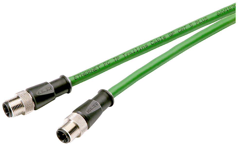 Siemens 6XV18708AH10 Cat 5e Flexible General Purpose Pre-Assembled Plug-In Connecting Trailing Cable, 80 VAC, (4) 0.75, 1.5 sq-mm Braided Tin Plated Copper Conductor, 1 m L