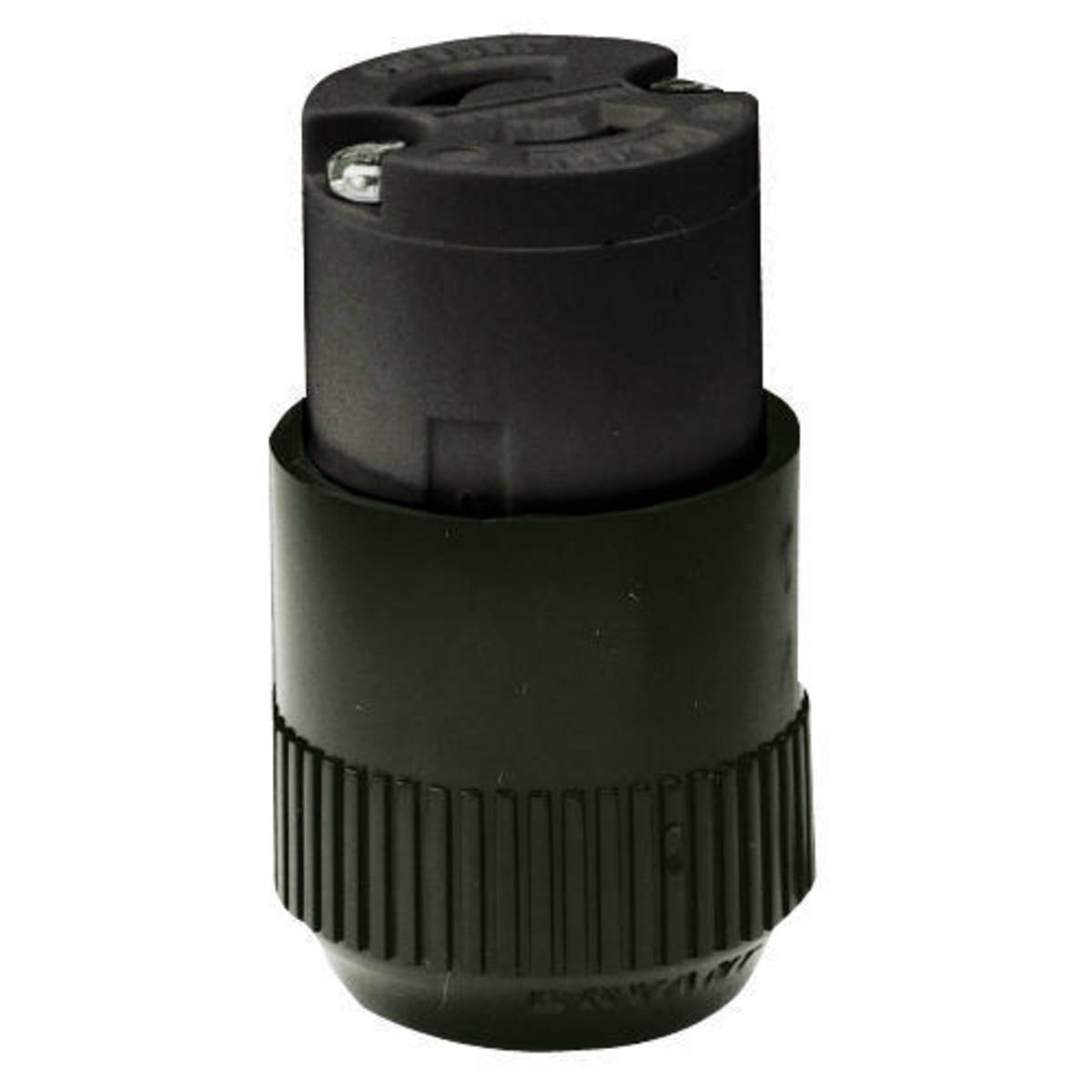 Bryant Electric 7464NB Female Heavy Duty Insulated Midget Non-Grounding Standard Locking Connector, 125 VAC, 15 A, 2 Poles, 2 Wires, Black