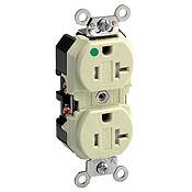 Leviton® 8300-SGR 1-Phase Duplex Extra Heavy Duty Tamper Resistant Straight Blade Receptacle, 125 VAC, 20 A, 2 Poles, 3 Wires, Red