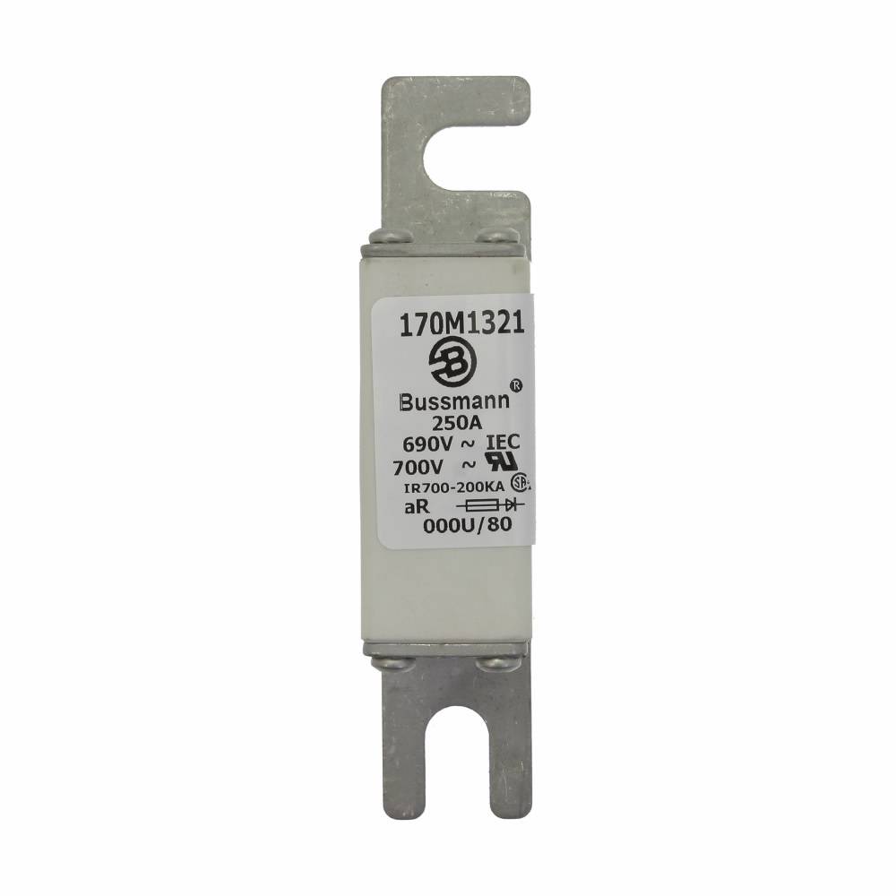 Bussmann 170M1321 Type U/80 High Speed Fuse, 250 A, 690 VAC, 200 kA Interrupt, Class: aR, Square Body