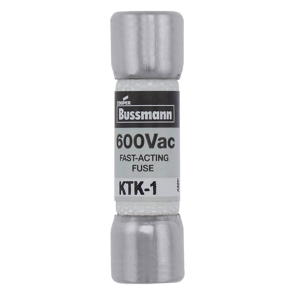 Bussmann LIMITRON® KTK-1 Fast Acting Fuse, 1 A, 600 VAC, 100 kA Interrupt, Class: Supplemental/Midget, Cartridge Body