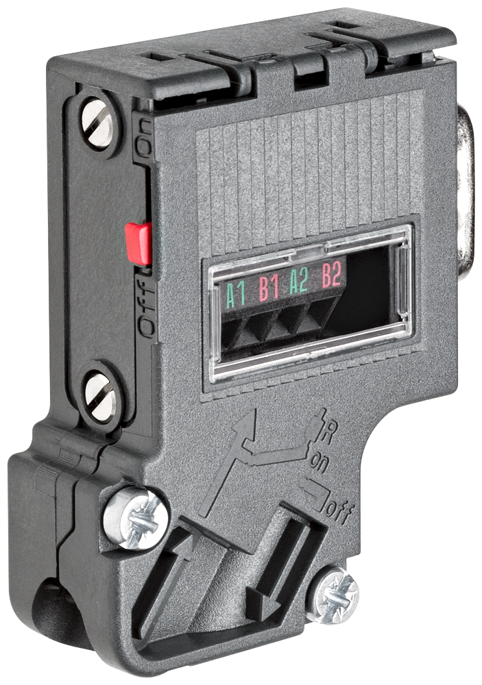 Siemens 6AG19720BA427XA0 RS 485 Bus Connector, For Use w/ SIPLUS DP PROFIBUS Nodes to the PROFIBUS Bus Cable, 15.8 mm W x 39.5 mm D x 54 mm H, Plastic