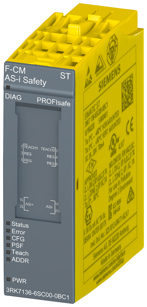 Siemens SIMATIC 3RK71366SC000BC1 ET 200SP AS-Interface Failsafe Communication Module, 24/30 VDC, 70 mA