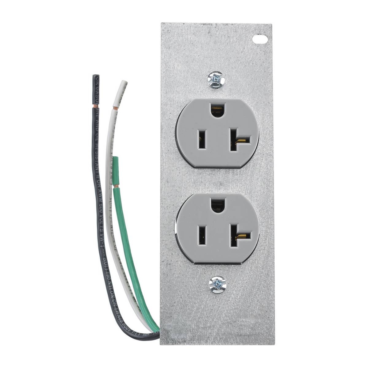 PREMISE WIRING SystemOne® PWFB10MPCR20GRY Duplex Standard Sized Pre-Wired Device Plate With Plate, 5.19 in L x 1.8 in W, 1 Gangs, Stamped Steel