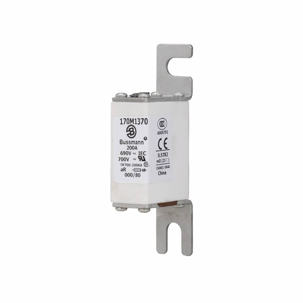 EATON 170M1370 Fast Blow High Speed Fuse, 200 A, 690/700 VAC, 200 kA Interrupt, Class: AR, Square Blade Body