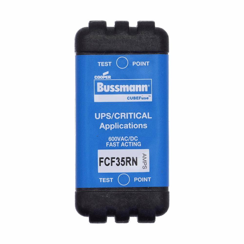 Bussmann FCF35RN Fast Acting Non-Indicating Cartridge Fuse, 35 A, 600 VAC/VDC, 50/300 kA Interrupt, Class: CF, Square Blade Body