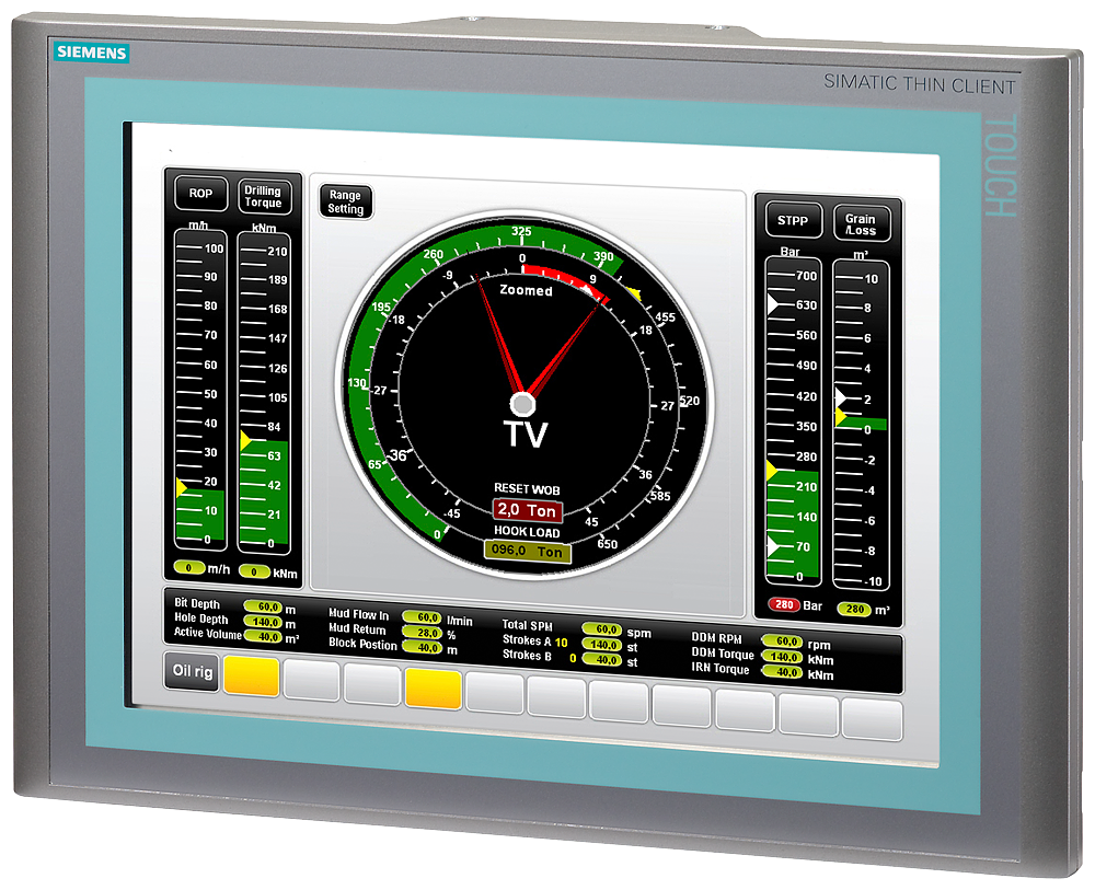 Siemens SIMATIC 6AV66462AB212AX0 Thin Client, 19.2 to 28.8 VDC, 15 in TFT Touchscreen Display, 1 x USB, 1 x Ethernet RJ45