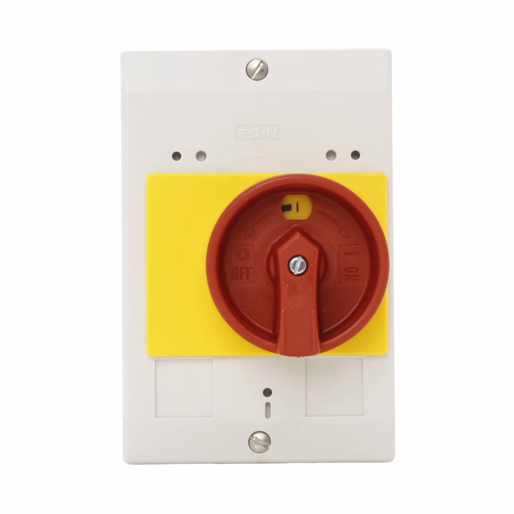 EATON XTPAXENCF55RY Insulated Enclosure With Red/Yellow Rotary Handle, IP56 NEMA Rating, 5.08 in H x 3.35 in W x 4.88 in D