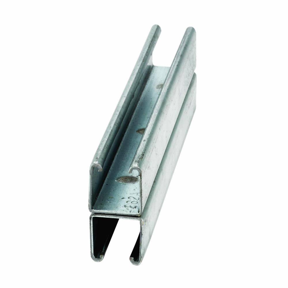 B-Line B54-120YZN Single Solid Metal Framing Channel, 120 in L 1-5/8 in W 13/16 in D 14 ga THK, Carbon Steel, Zinc Plated, Import