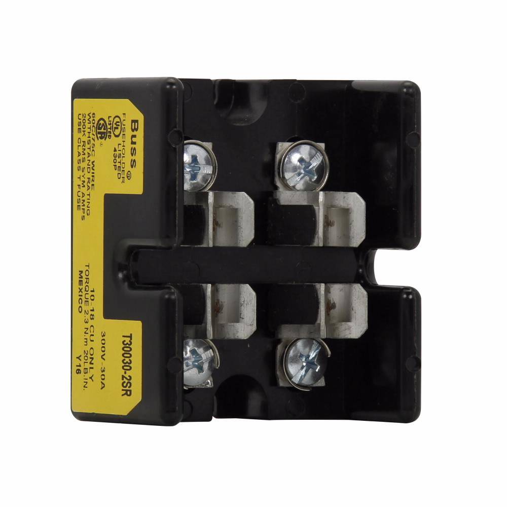 Edison T30030-4SR Open Fuse Block, 300 VAC/VDC, 30 A, Class: T, 10 AWG Cu Wire, 4 Poles