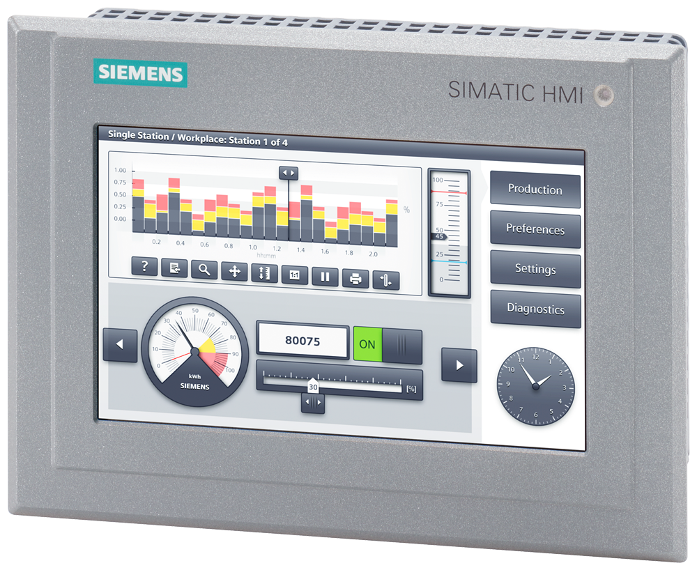 Siemens SIPLUS HMI 6AG21240GC131AX0 TP700 Comfort Outdoor Panel, 24 VDC, 0.7 A, 17 W, 7 in TFT Touch Display, 32 Keys, 1 x RS485, 1 x RS422, 2 x USB 2.0, 2 x SD Card Slots, 2 x Industrial Ethernet, PROFINET, MPI, PROFIBUS DP