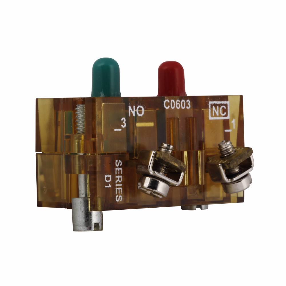 EATON 10250T1C Heavy Duty Standard Contact Block, 30.5 mm, 1NO-1NC Contact, 10 A at 600 VAC, 5 A at 250 VDC Contact, Silver Contact, Amber