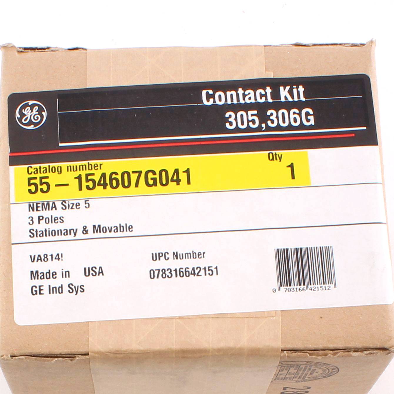 GE 55-154607G041 Contact Kit, 3 Poles, For Use With 300 Line Magnetic Contactor/Starter