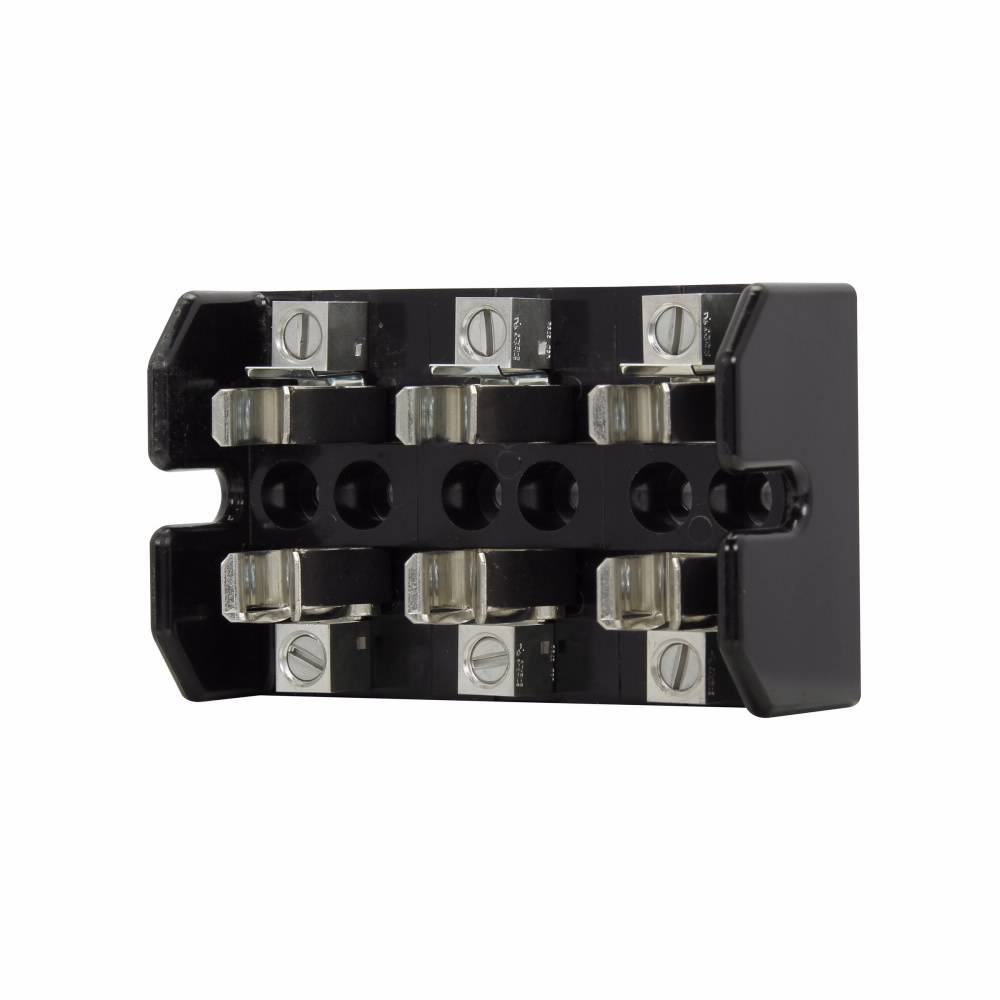Edison T60060-3CR Open Style Fuse Block, 600 VAC/VDC, 31 to 60 A, T Class, 14 to 2 AWG Wire, 3 Poles
