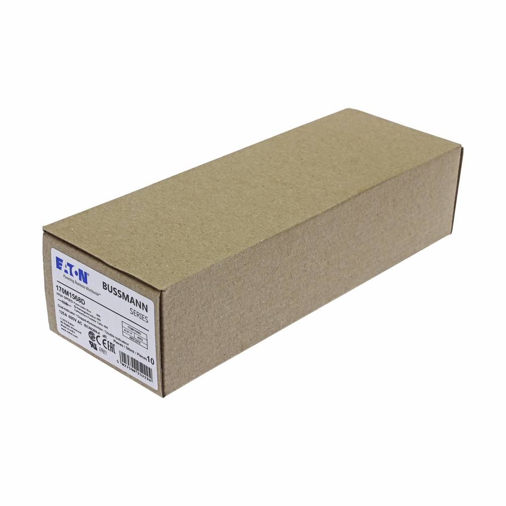 Edison 170M1568D High Speed Fuse, 125 A, 690 VAC, 200 kA Interrupt, Class: AR, Square Body