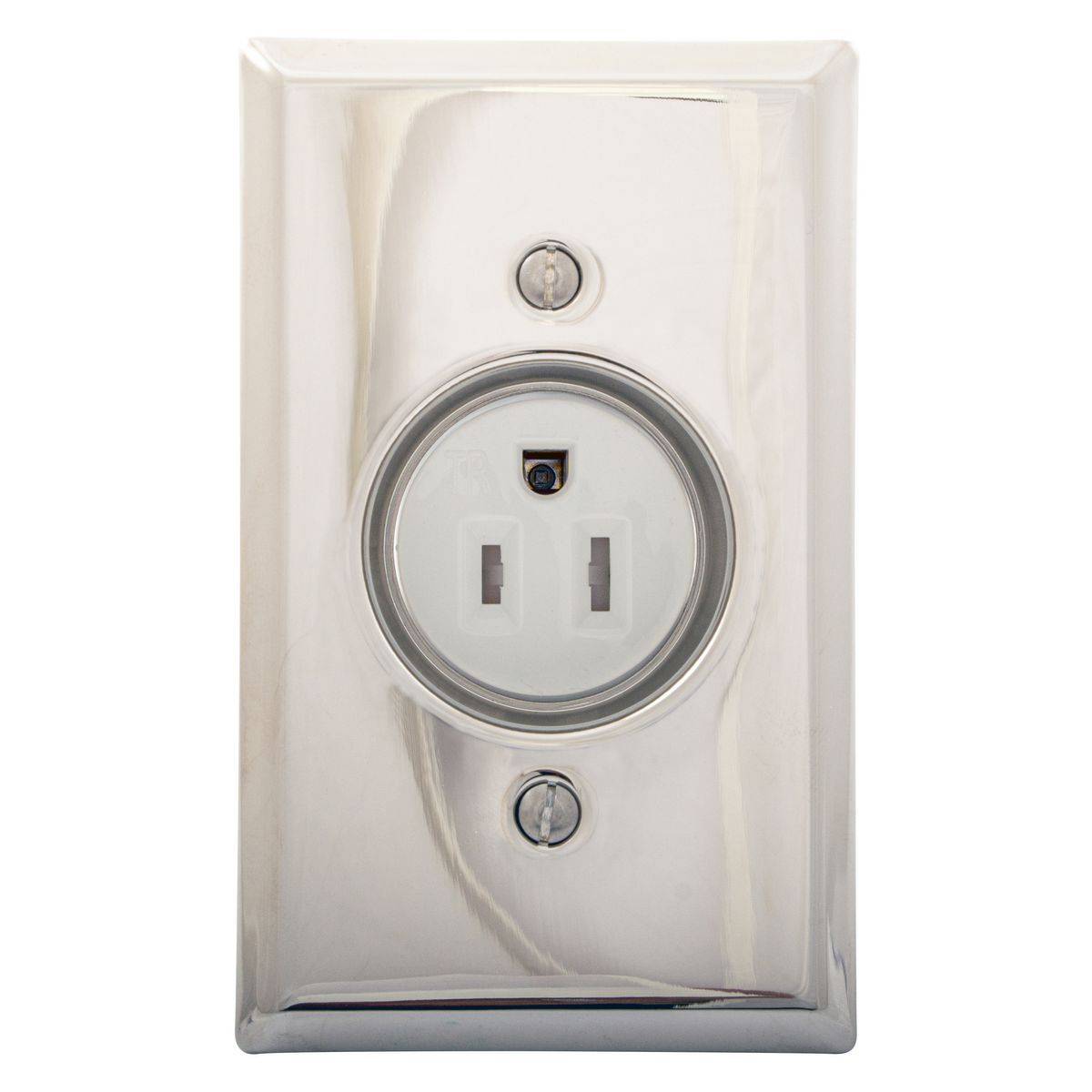 Wiring Device-Kellems RR151CHSSTR Single Standard Tamper Resistant Screw Mount Clock Hanger Recessed Receptacle, 125 VAC, 15 A, 2 Poles, 3 Wires, Stainless Steel