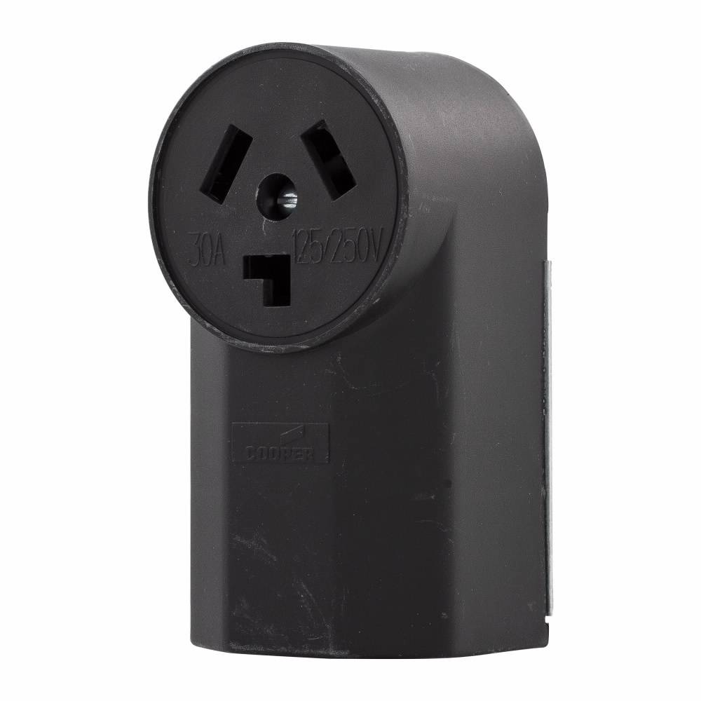 EATON Arrow Hart™ Eaton Wiring Devices 125 Single Straight Blade Receptacle, 125/250 VAC, 30 A, 3 Poles, 3 Wires, Black