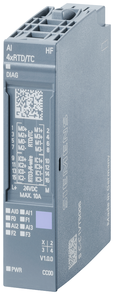 Siemens 6AG11346JD002CA1 Analog Input Module, 4 Inputs, 16 bit Resolution, 0.05/0.2% Voltage/Resistance Accuracy