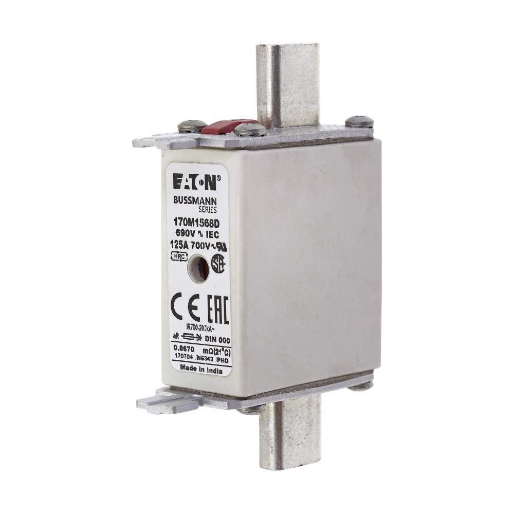 Edison 170M1568D High Speed Fuse, 125 A, 690 VAC, 200 kA Interrupt, Class: AR, Square Body