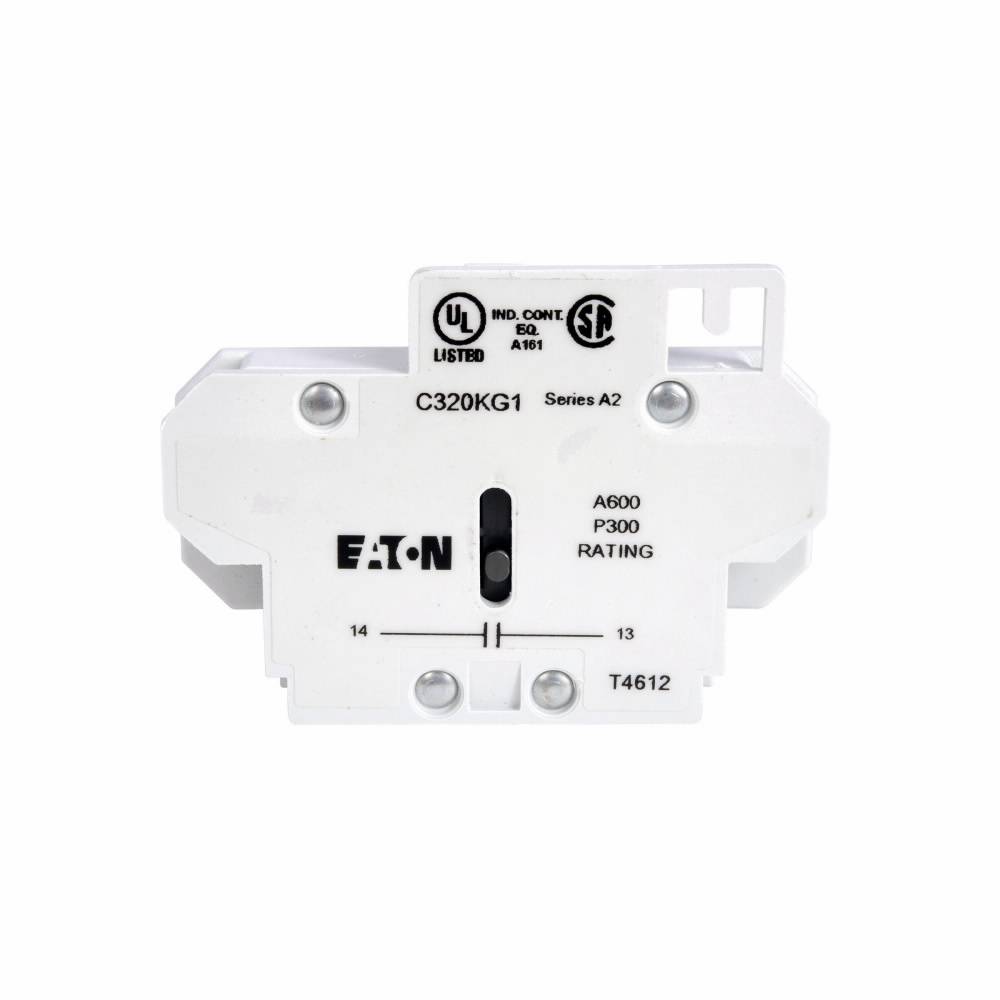 EATON C320KG13 Heavy Duty Auxiliary Contact Kit, 600 VAC, 10 A, 2 Contacts, Silver Cadmium Alloy