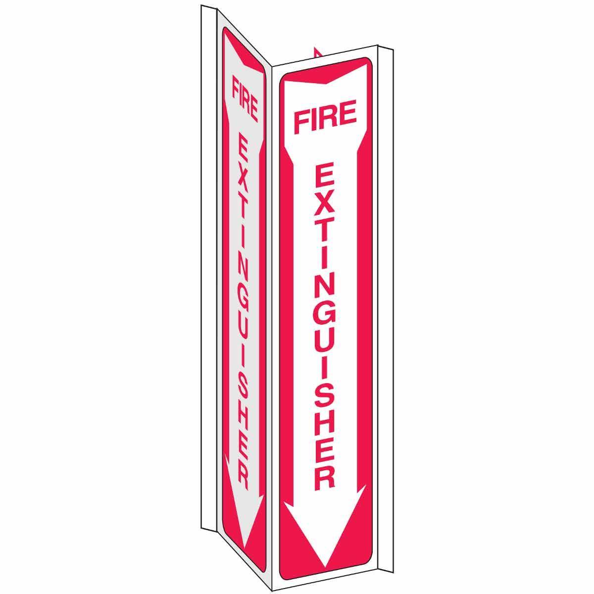 Brady® 50785 3-Way View Rectangular Fire Safety Sign, 18 in H x 7-1/2 in W, Red on White, B-401 Polystyrene, Fastened Mount