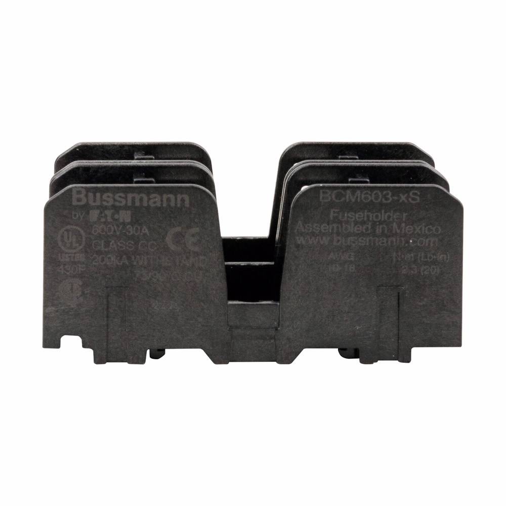Bussmann BCM603-2S BCM Modular Fuse Block, 600 VAC, 30 A, 18 to 10 AWG Wire, 2 Poles