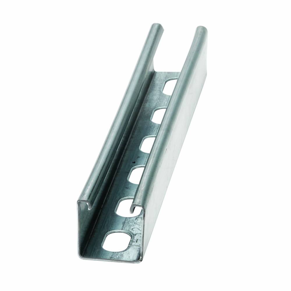 B-Line B24SH-120GLV Slotted Single Metal Framing Channel, 10 ft L 1-5/8 in W 1-5/8 in D 14 ga THK, Cold Formed Low Carbon Steel, Pre-Galvanized, Import