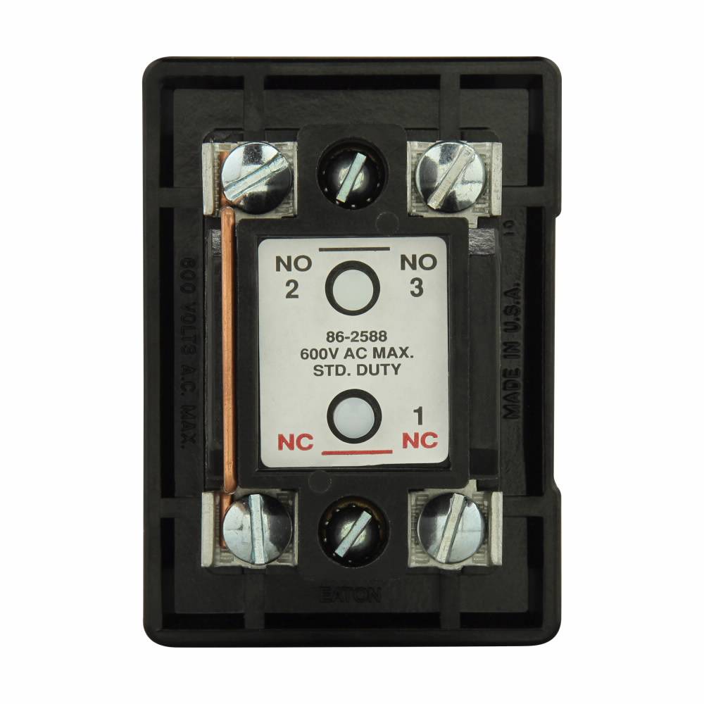 EATON 86-2588 Type N Assembled Square Pushbutton Element, For Use With 30 mm Pilot Device, 1NO/1NC Contact Configuration