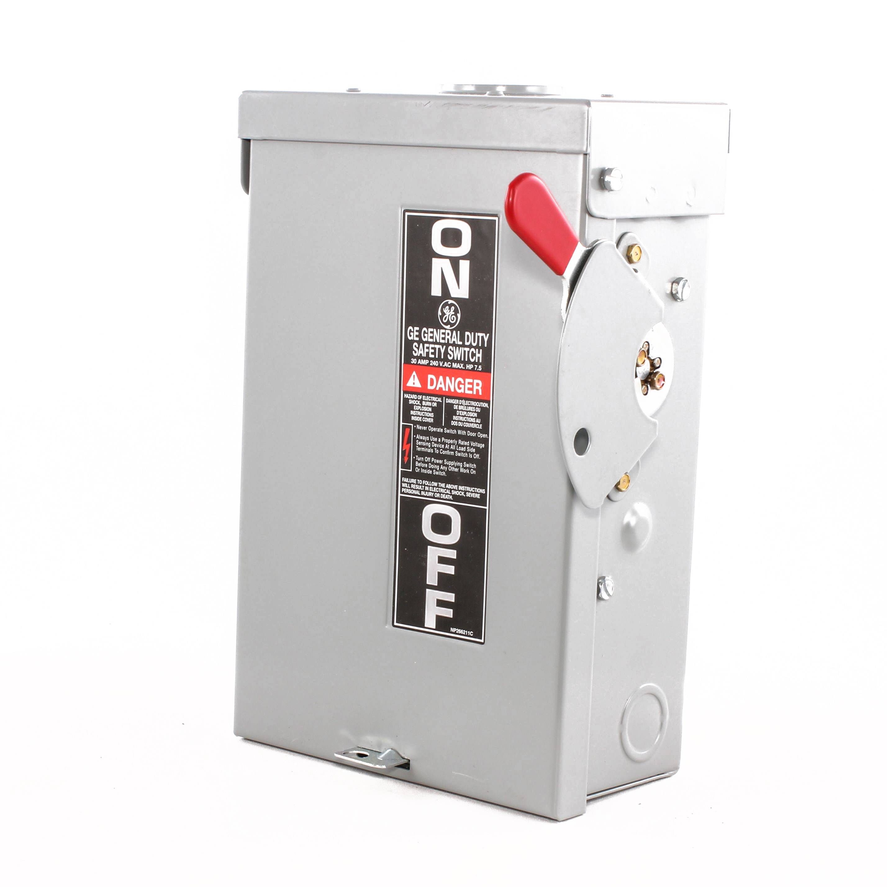 GE Spec-Setter™ TH3221 Fused Heavy Duty Safety Switch, 240 VAC, 30 A, 1-1/2 hp, 3 hp, 2 Poles