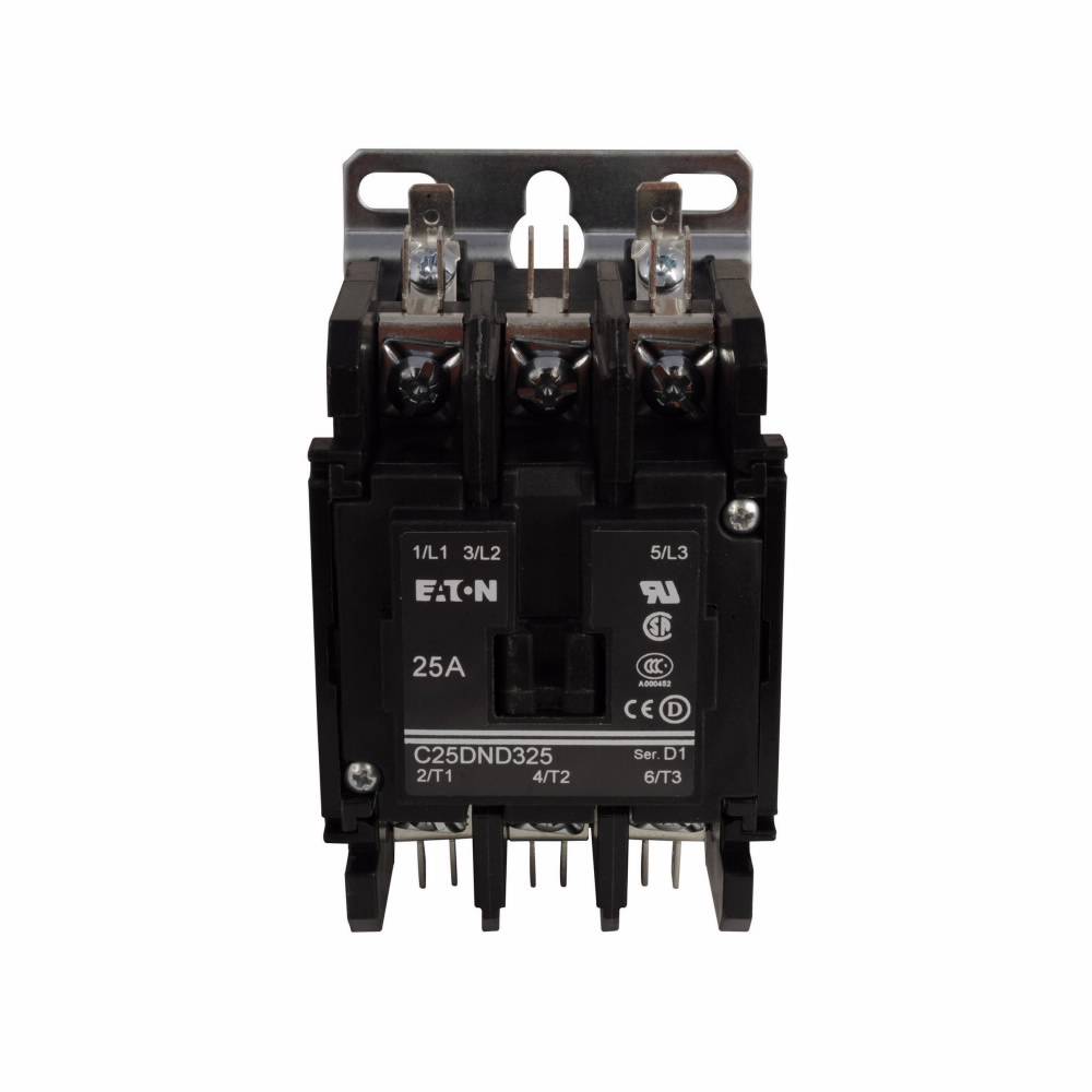 EATON C25DND330T D-Frame Non-Reversing Definite Purpose Control Contactor With Metal Mounting Plate, 24 VAC at 50/60 Hz V Coil, 30 A, 3 Poles