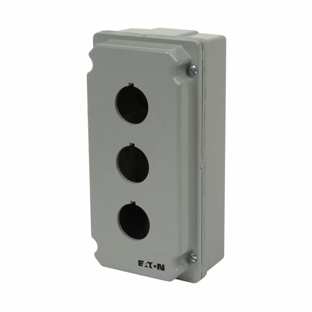 EATON 10250TN3 3-Element Heavy Duty Oiltight/Watertight Pushbutton Enclosure, 8.1 in L x 4.4 in W x 4.2 in D, NEMA 4/4X/12/13 NEMA Rating, Die-Cast Zinc