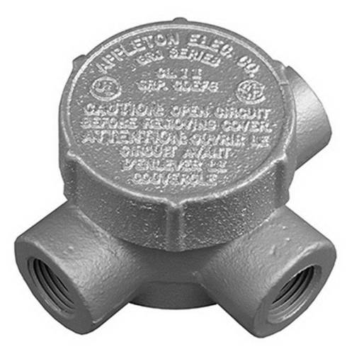 Appleton® UNILETS® GRJT50 Dust-Ignitionproof Explosionproof Raintight Conduit Outlet Box, 1/2 in, 2.13 in Cover Opening, 7.3 cu-in, Triple Coated