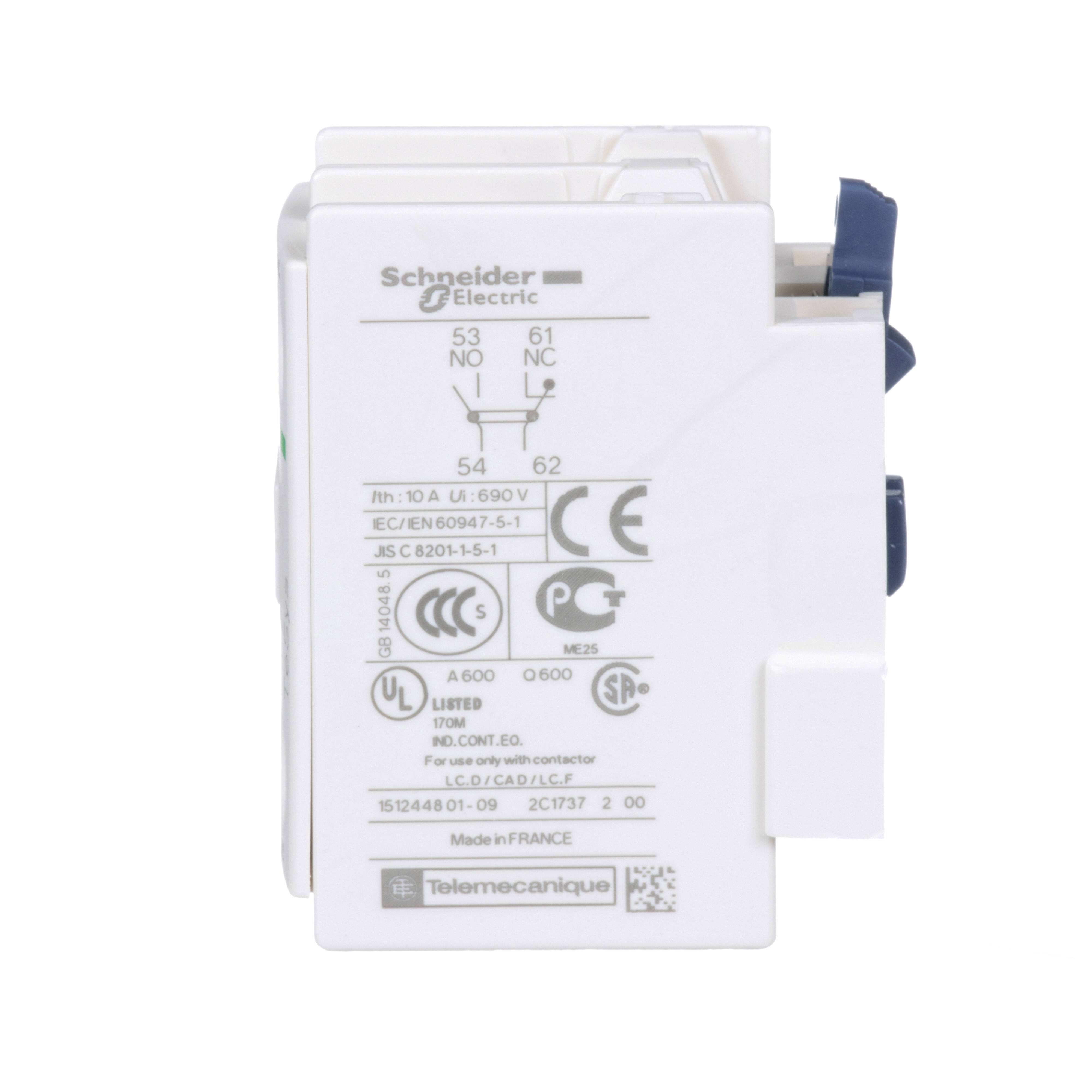 Schneider Electric TeSys™ D LADN11 Auxiliary Contact Block, 690 VAC, 10 A, 2 Contacts