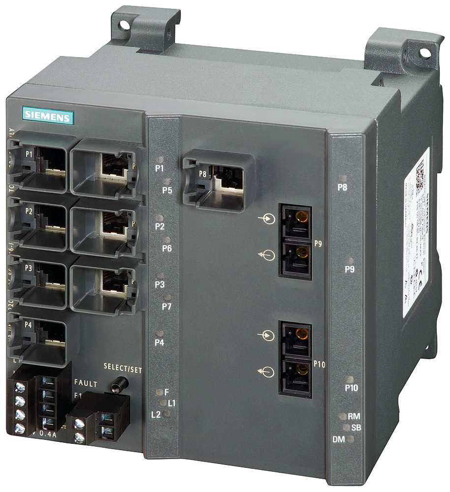 Siemens SIPLUS NET SCALANCE X308-2 6AG13082FL104AA3 Compact Managed Ethernet Switch, (7) RJ45 Port, Telnet/HTTP/HTTPS/TFTP/FTP/BOOTP/GMRP/DCP/LLDP/SNMP v1/SNMP v2/SNMP v3/IGMP/GVRP/HRP/MRP/SSH/STP/RSTP/MSTP/LACP/SSH/SNTP Protocol