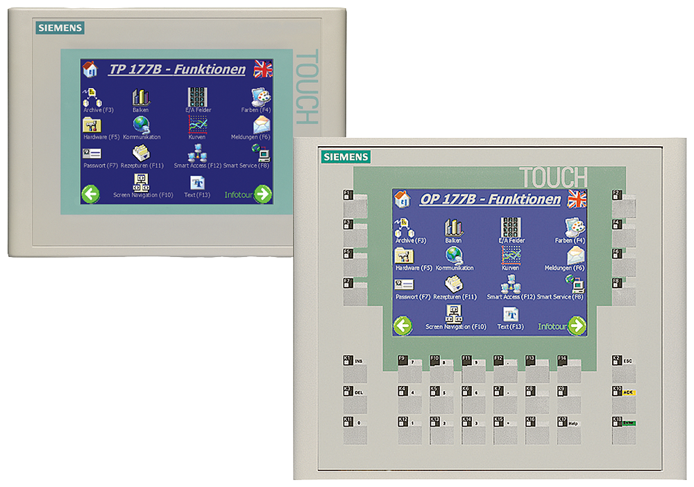 Siemens SIPLUS HMI 6AG16420BA014AX1 TP177B Touch Panel, 5.7 in STN Display, 1 x RS422, 1 x RS485, 1 x RJ45 Ethernet