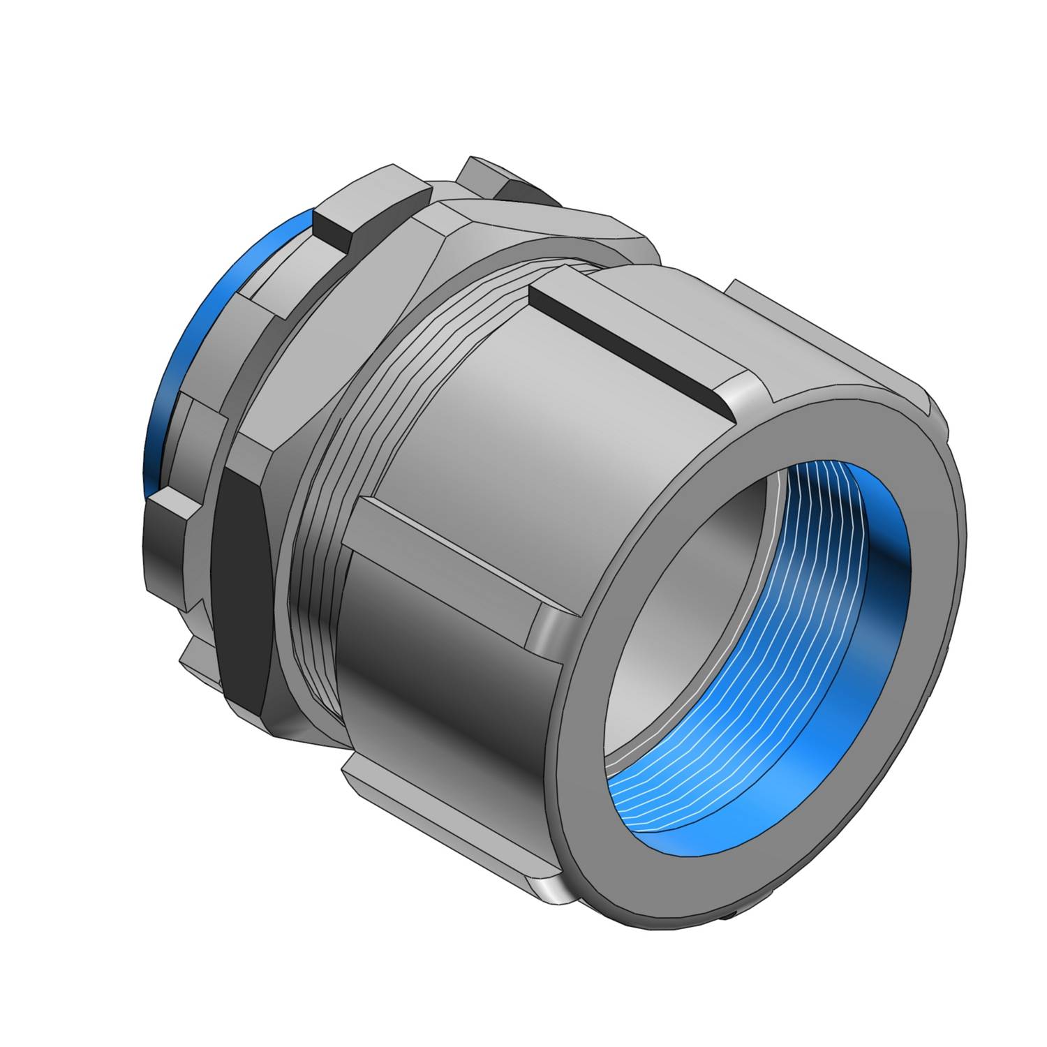 T&B® 8321 Non-Insulated Threadless Conduit Connector, 1 in Trade, For Use With Rigid/IMC Conduits, Malleable Iron, Chromate Coated/Electro-Zinc Plated