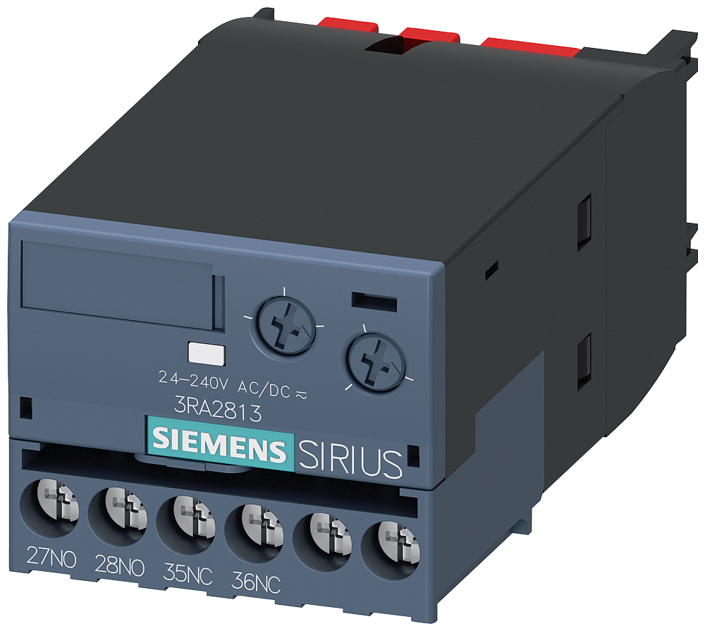 Siemens 3RA28131FW10 Solid State Time Relay With Varistor Surge Suppressor, 0.05 to 100 s Setting, 1NC-1NO Contact
