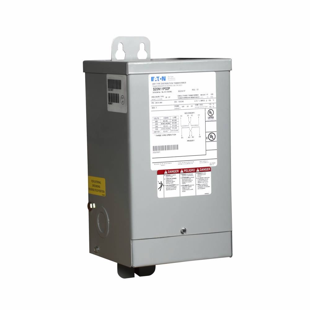 EATON S20N11P02P Type EP Dry Encapsulated Distribution Transformer, 240/480 VAC Primary, 120/240 VAC Secondary, 2 kVA Power Rating, 60 Hz, 1 ph Phase