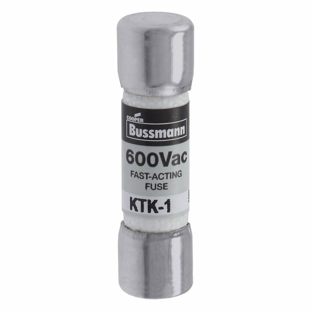 Bussmann LIMITRON® KTK-1 Fast Acting Fuse, 1 A, 600 VAC, 100 kA Interrupt, Class: Supplemental/Midget, Cartridge Body