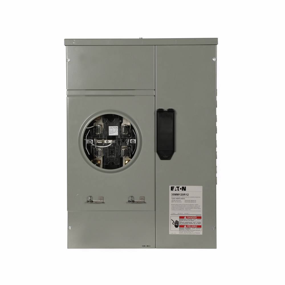 EATON 35MM140HR1240NY 1-Meter 5-Jaw Plug-In Meter Stack Module With Ringless Style Cover and Lever Bypass, 120/240 VAC, 400 A, 3 Phase, 4 Wires, NEMA 3R Enclosure