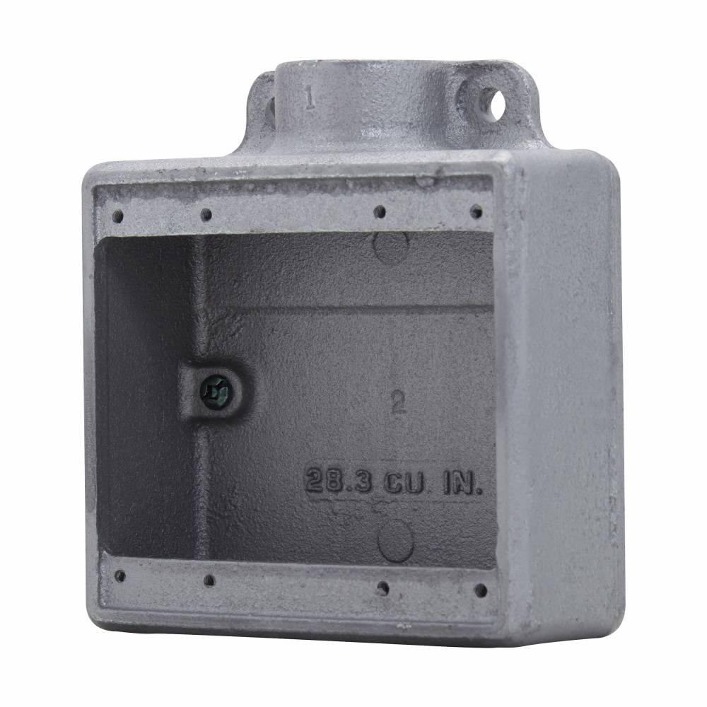 Crouse-Hinds Condulet® FS22 Type FS 1-Outlet Shallow Device Box With Mounting Lug, 3/4 in Trade, 2 Gangs, Feraloy Iron Alloy, Electro-Galvanized